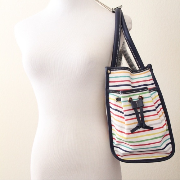 DOONEY AND BOURKE Multi WaterColor Stripes Small Tote with Style # BMSTR2921 - Picture 3 of 7